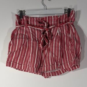 American Eagle Outfitters Red and White High Waist Shorts